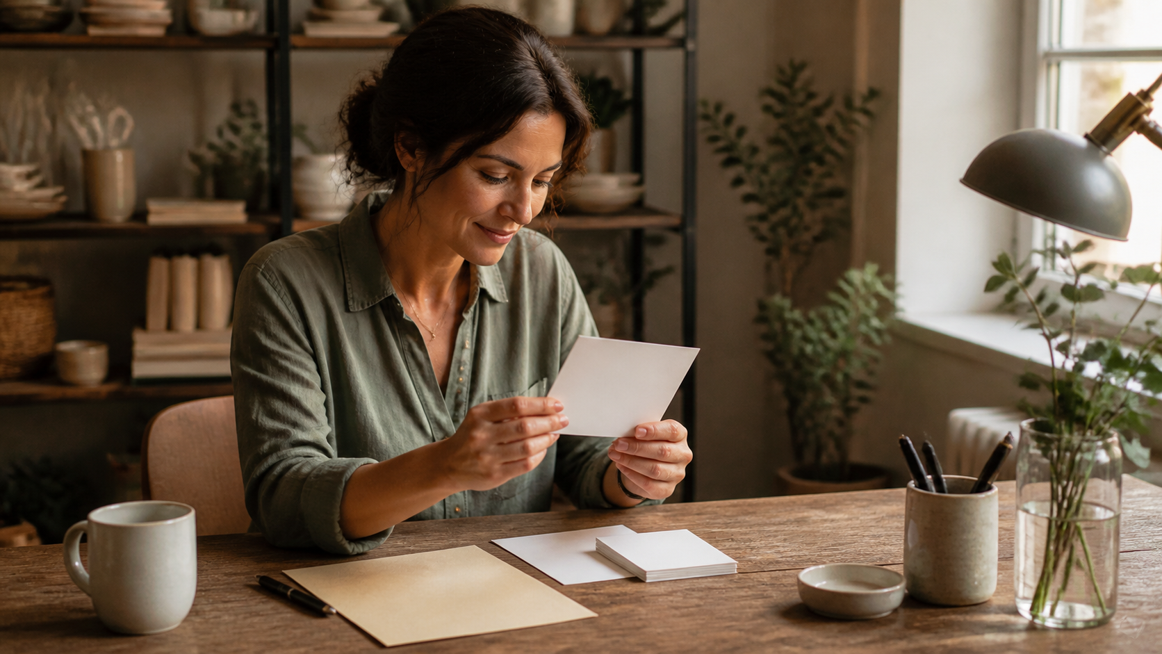 Emprendedora revisa pedidos y prepara una nota de seguimiento