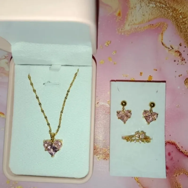 Set Corazon Rosa Brillante