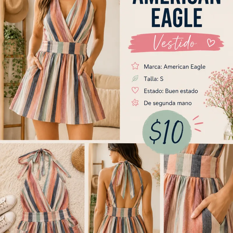 Vestido American Eagle A Rayas Multicolor Con Espa