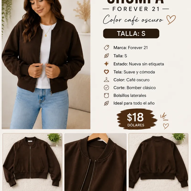 Chompa Forever 21 Café Oscuro  Talla S Nueva Sin
