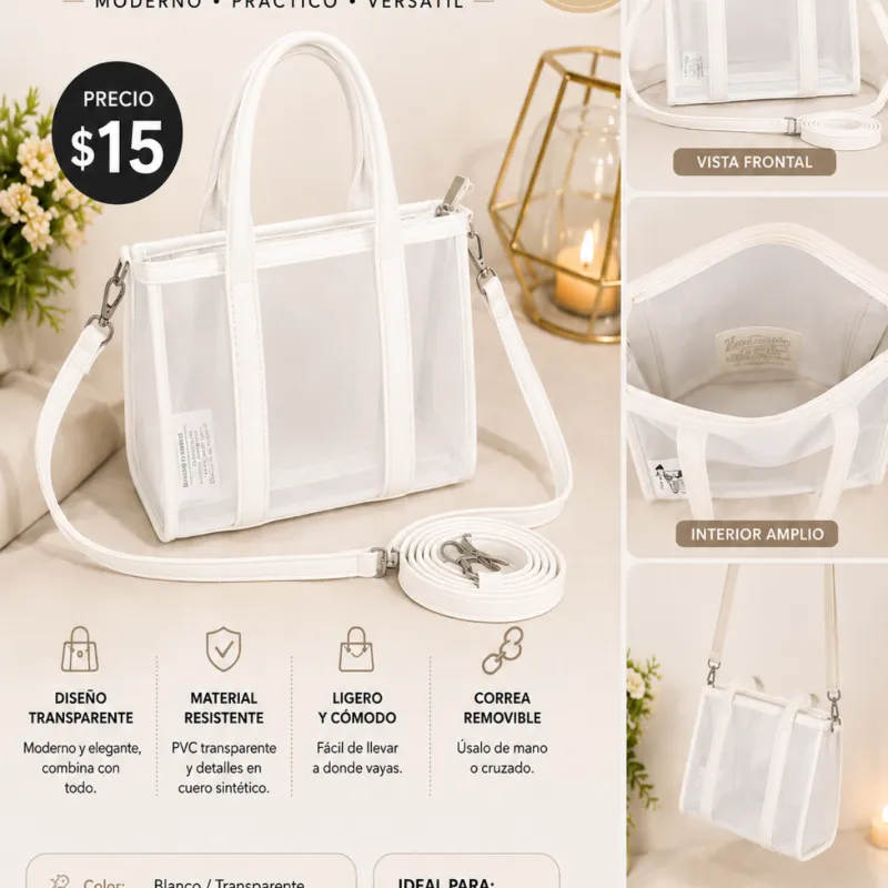 Bolso Transparente Crema  Estilo VersáTil