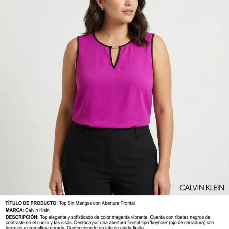 Top Sin Mangas Con Detalle De Cremallera Calvin Kl