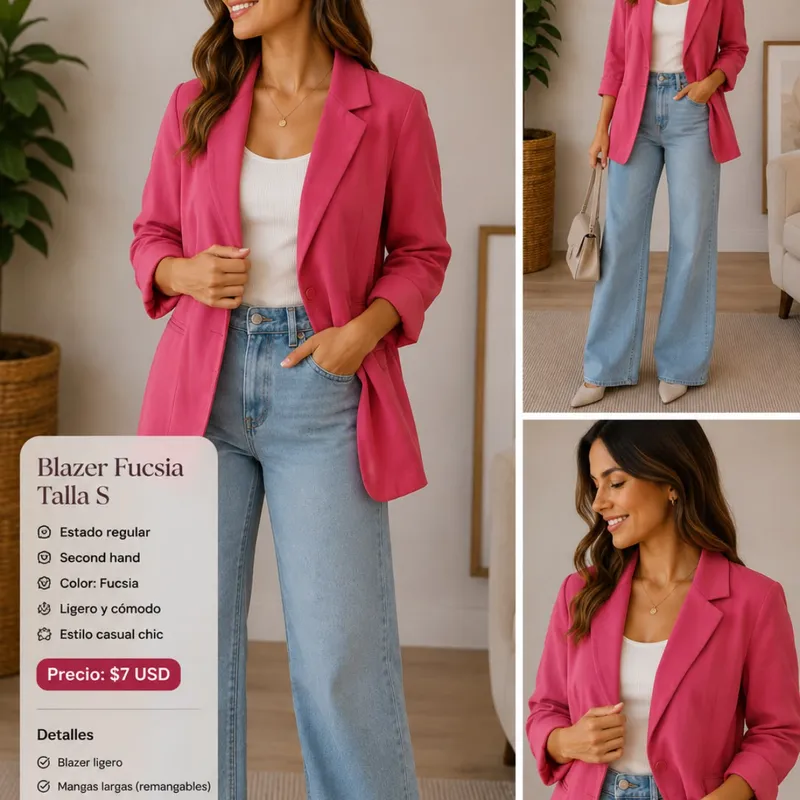 Blazer Fucsia  Estilo Casual Chic