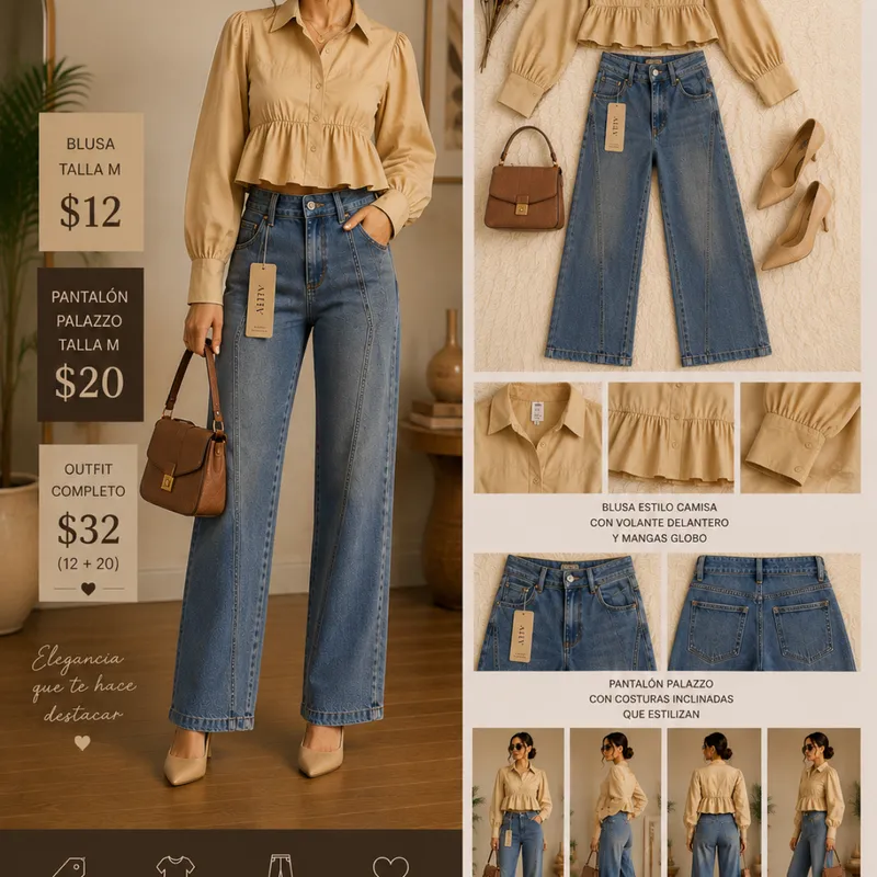Outfit Casual Elegante  Blusa Estilo Camisa