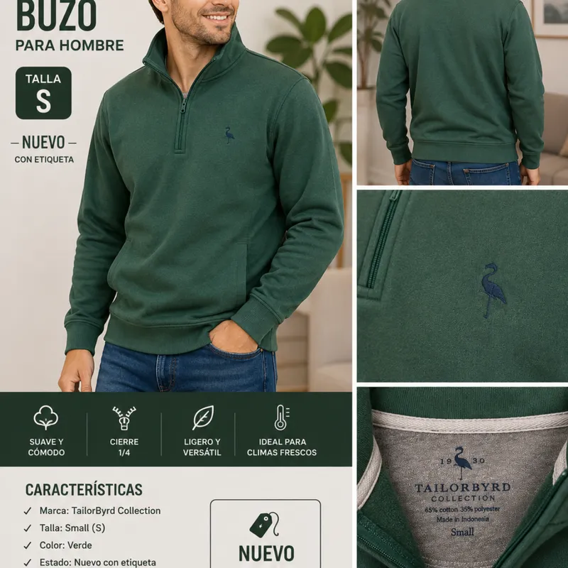 Buzo Tailorbyrd Hombre Verde  Talla S