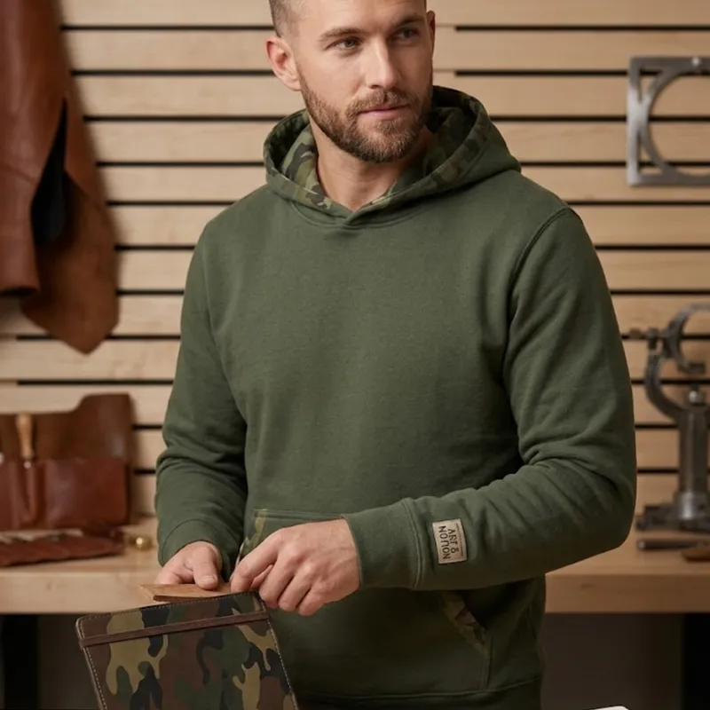 Buzo  AlgodóN Verde Militar Con Capucha Camuflada