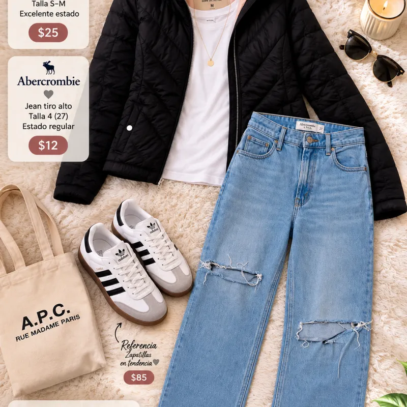 Chompa Hollister Acolchada Negra Talla S-M  Excel