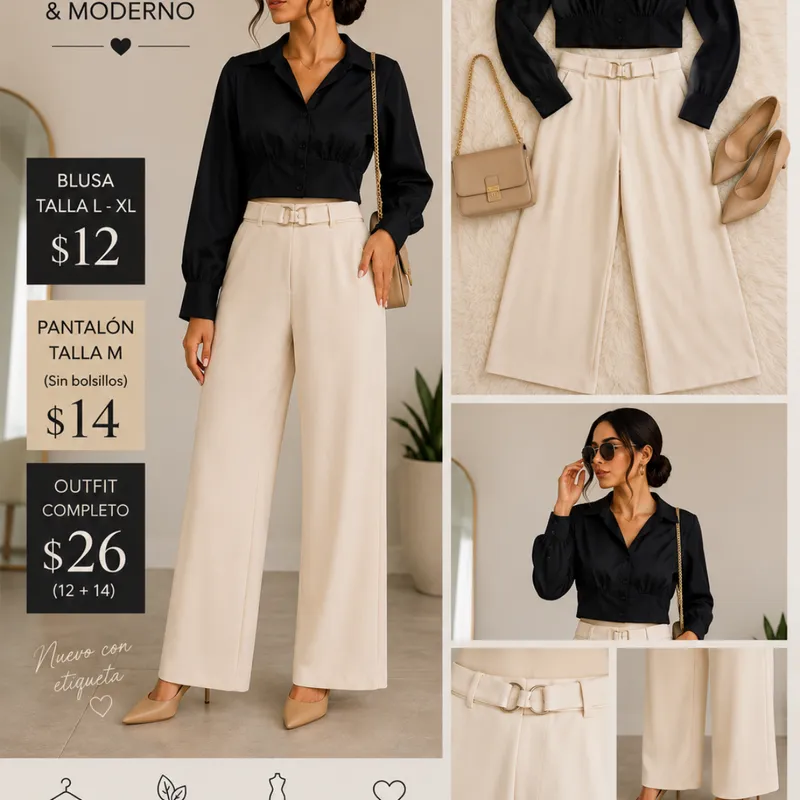 Outfit Elegante En Blanco Y Negro  Blusa Omg +