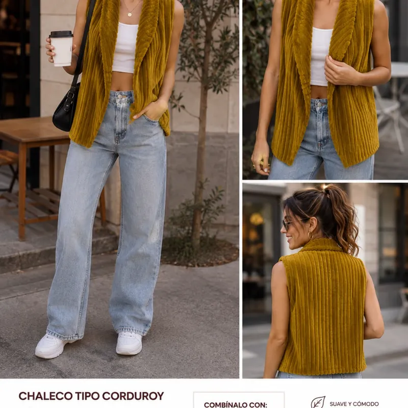 Chaleco Corduroy Mostaza  Estilo Urbano