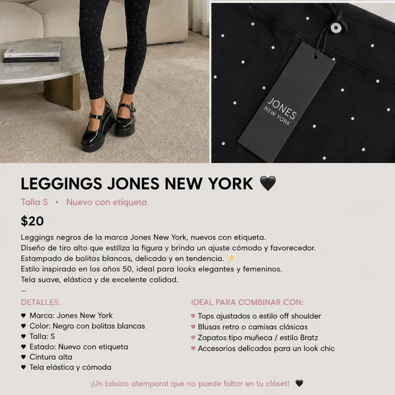 Leggings Jones New York Negros Con Estampado De Lu