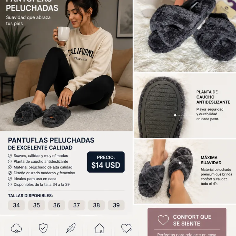 Pantuflas Peluchadas  Confort En Casa
