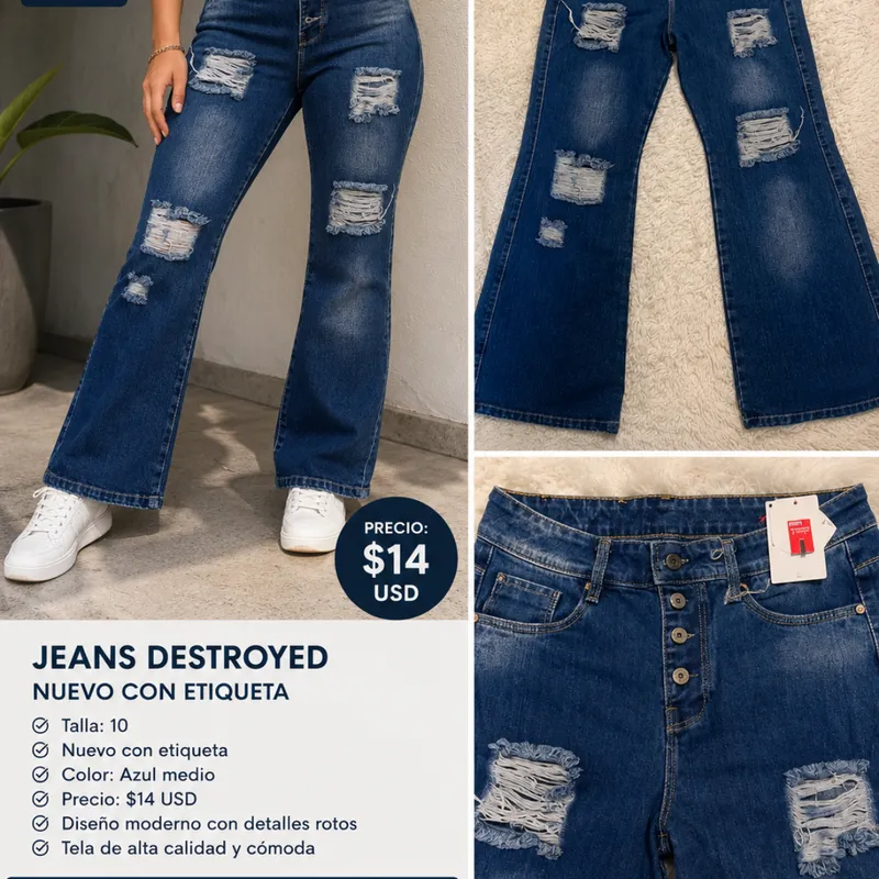 Jeans Destroyed  Corte Flare