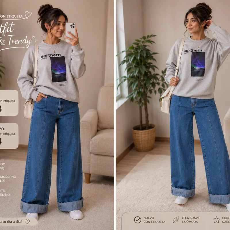 Outfit Cute & Trendy Buso + Palazzo Denim