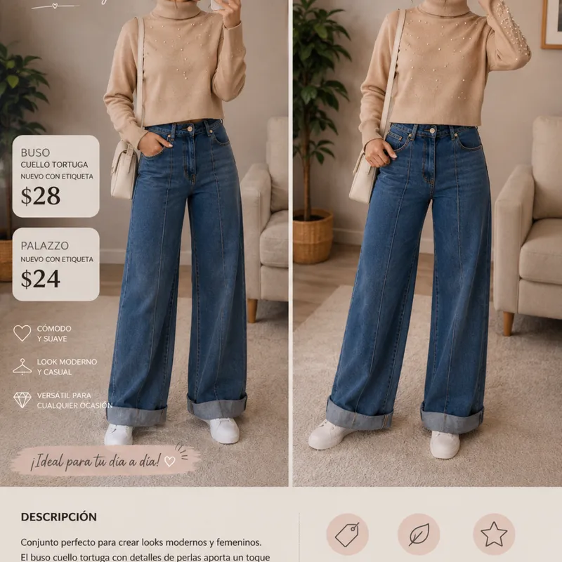Outfit Perlas & Denim Elegancia Casual