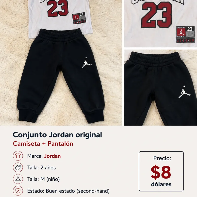 Conjunto Jordan Original Para Niño  Camiseta + Pa