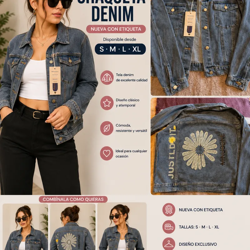 Chaqueta Jean Denim Mujer Nueva Con Etiqueta