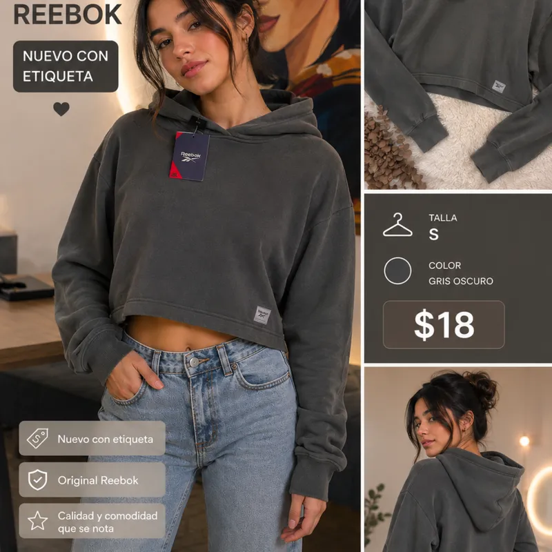 Top Reebok Original Con Capucha  Talla S  Nuevo