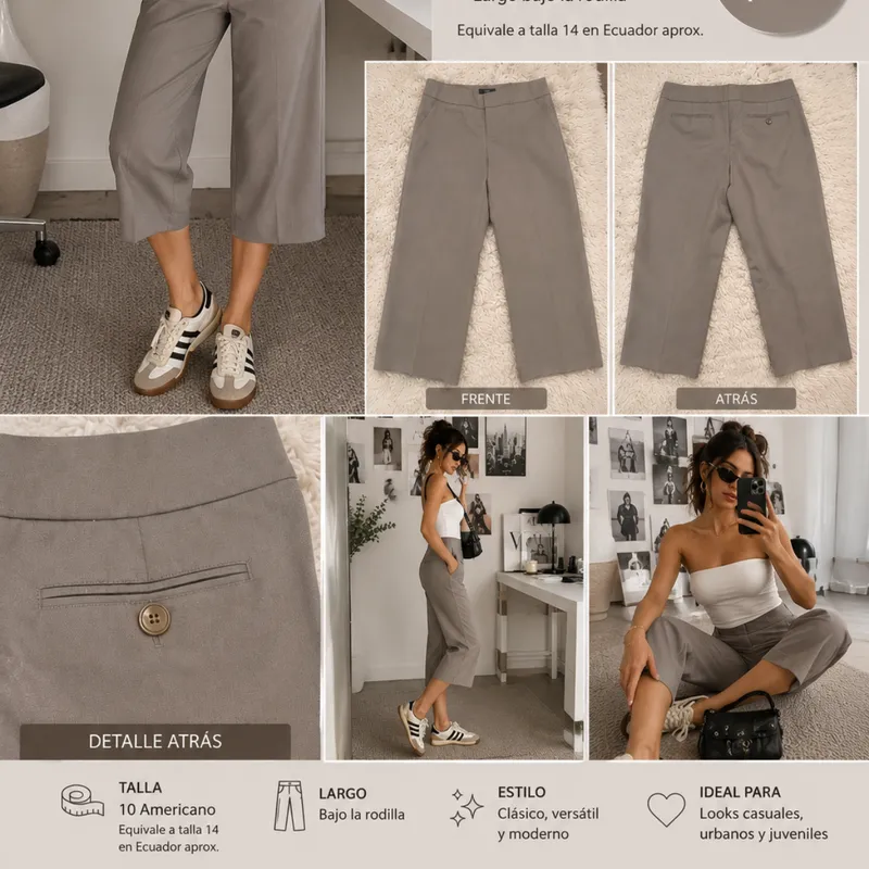 Pantalón Max Studio Taupe Bajo La Rodilla Talla