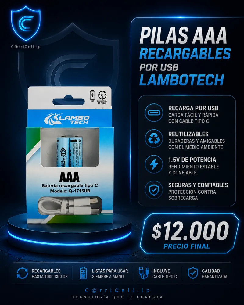 Pilas -A A A- Recargables Por Usb