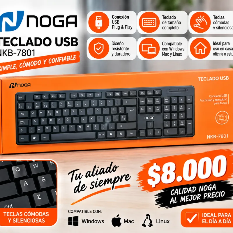Teclado Usb Noga Nkb-7801  ConexióN Usb Plug