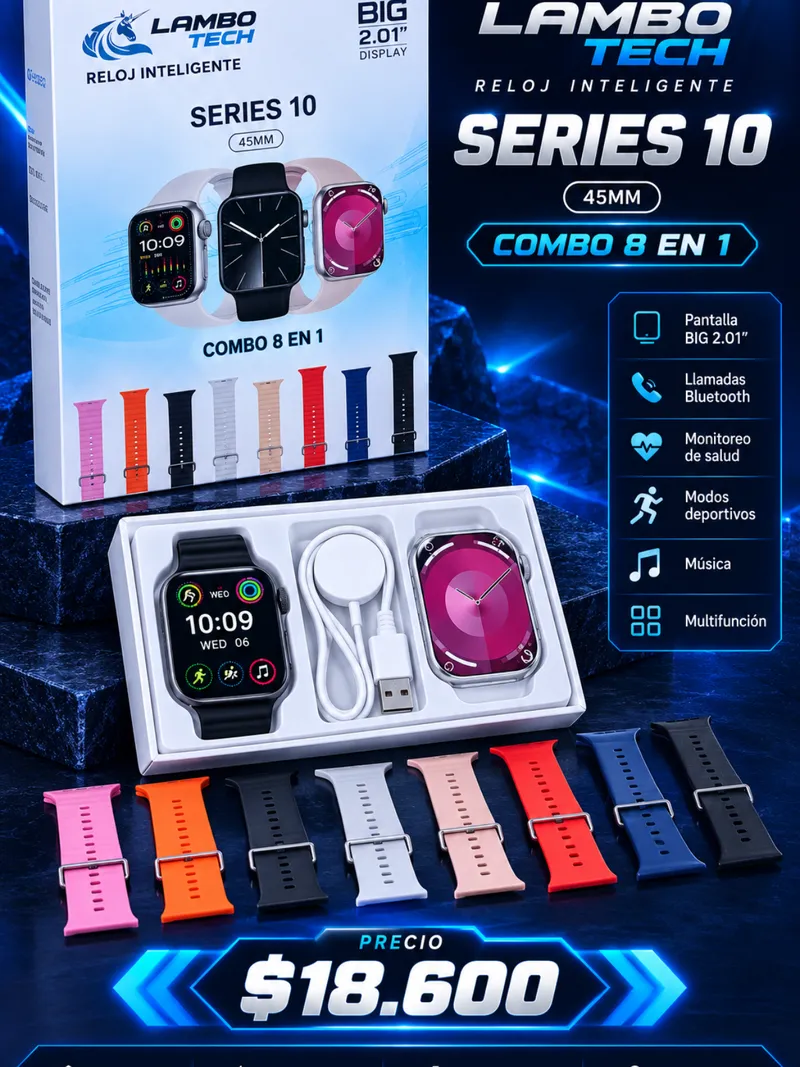 Smartwatch Lambotech Series 10  Combo 8 En 1