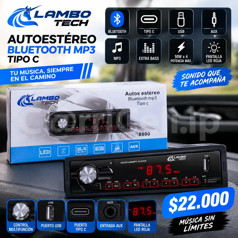 AutoestéReo Lambo Tech 8800  Bluetooth