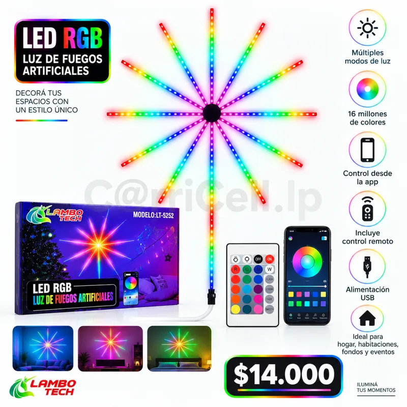 Luz Led Rgb Tipo Fuegos Artificiales