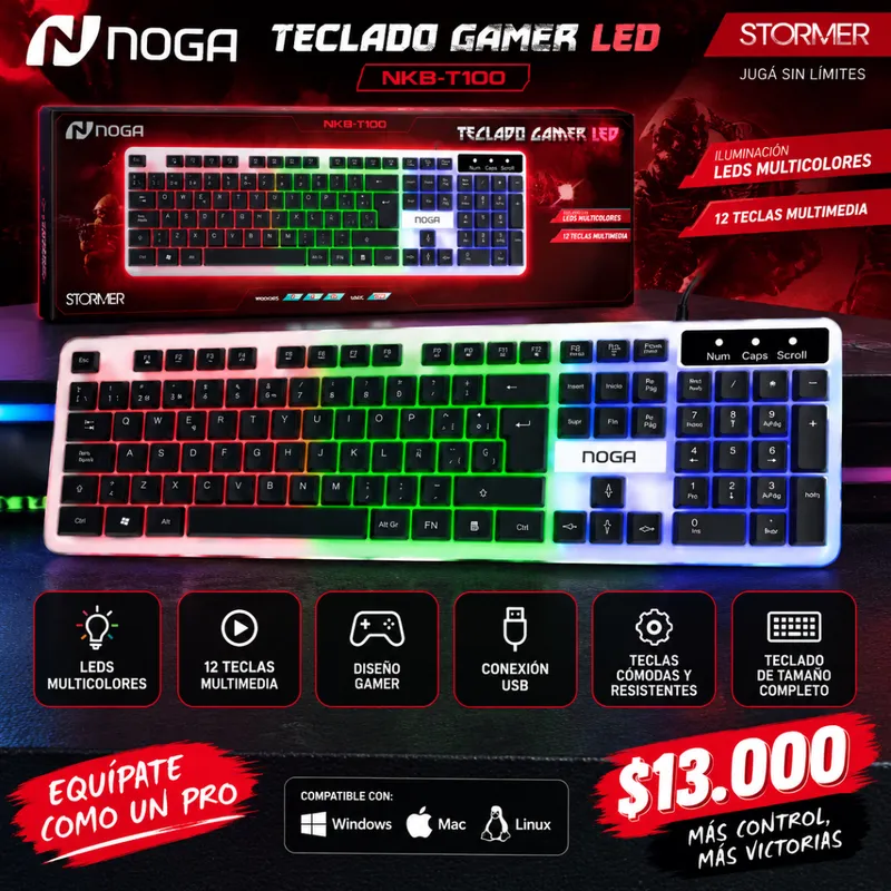 Teclado Gamer Noga Nkb-T100  IluminacióN Led