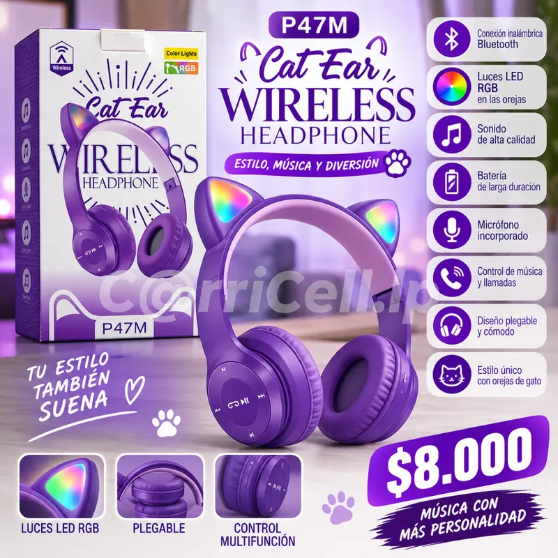 Auriculares InaláMbricos P47m Cat Ear