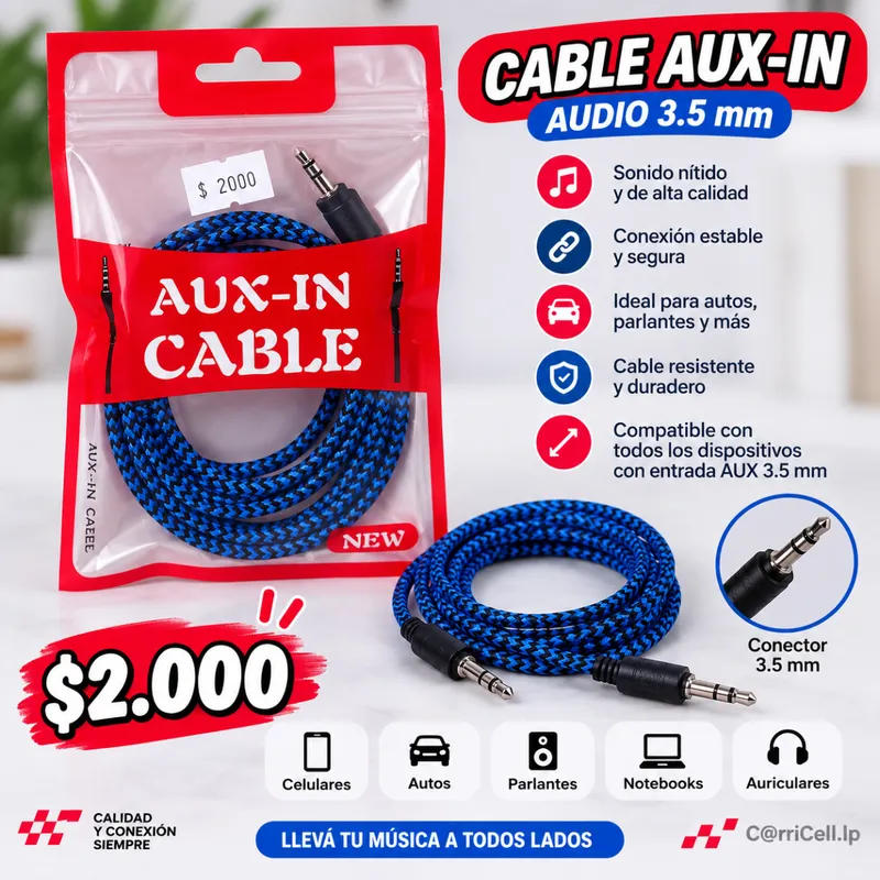Cable Aux-In 3.5 Mm Conectores 3.5 Mm