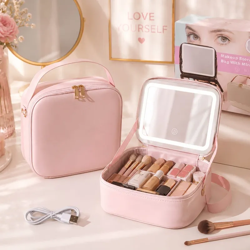 Organizador De Maquillaje Con Espejo Con Luz