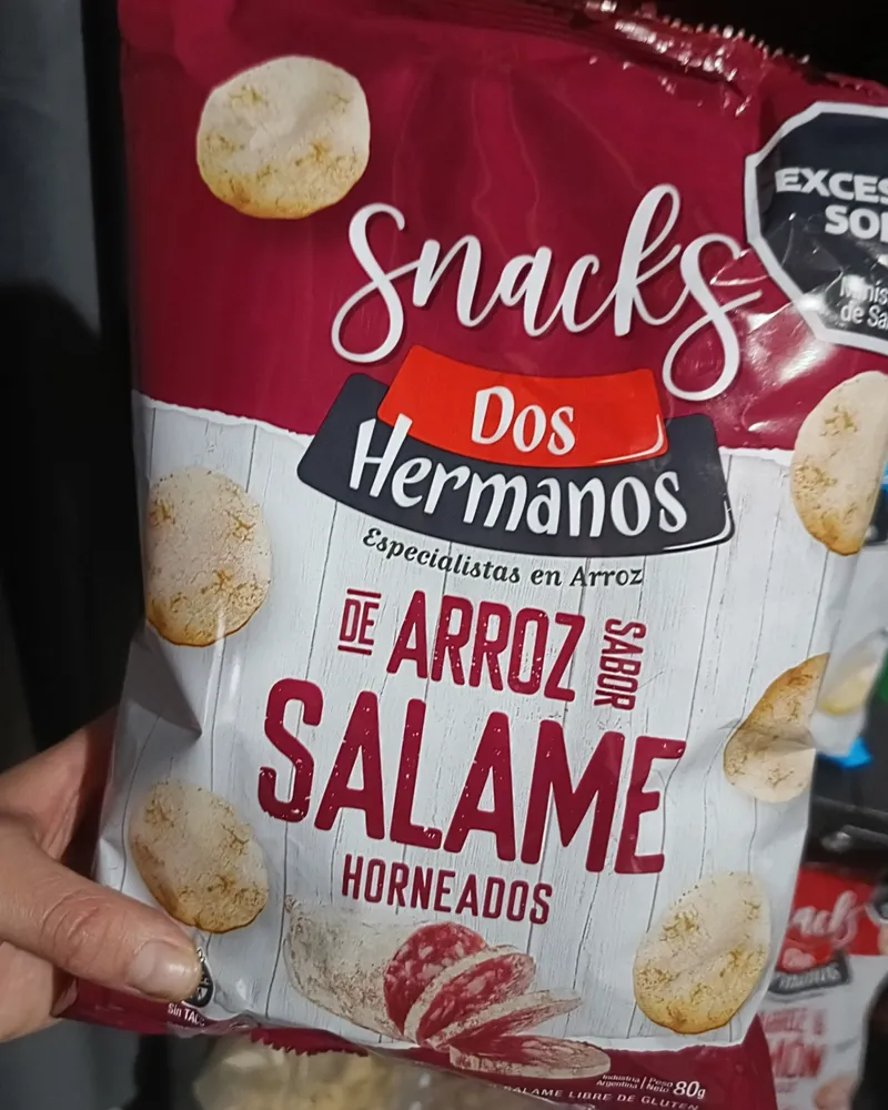 Snacks De Arroz Dos Hermanos Sabor Salame