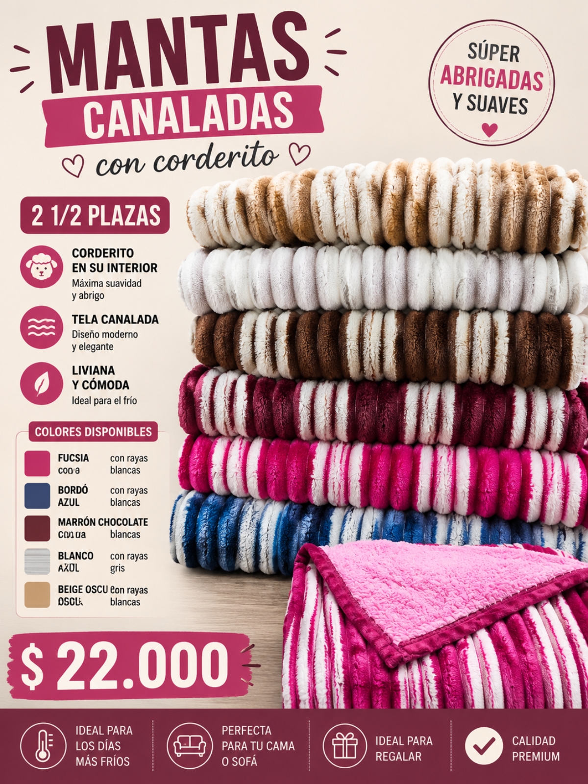 Mantas Canaladas Con Corderito