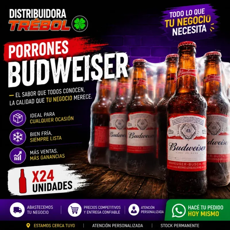 Porroncitos Budweiser X24 Unidades