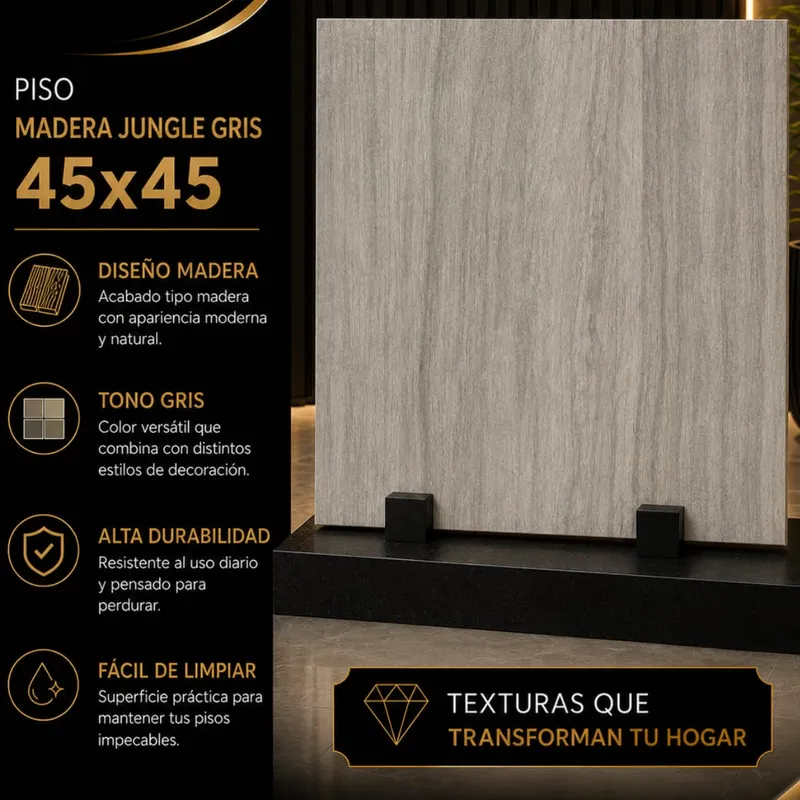 Madera Jungle Gris 45x45 Primera
