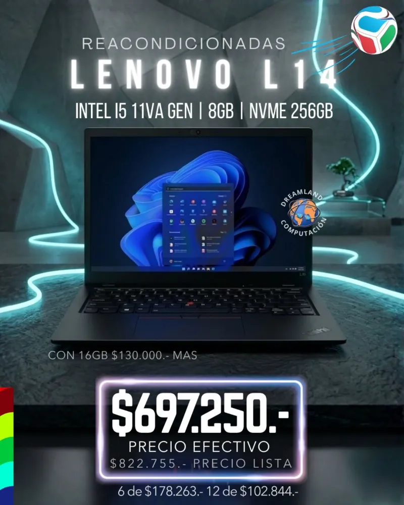 Notebook Lenovo L14 Core I5 11va Gen 8gb Nvme 256