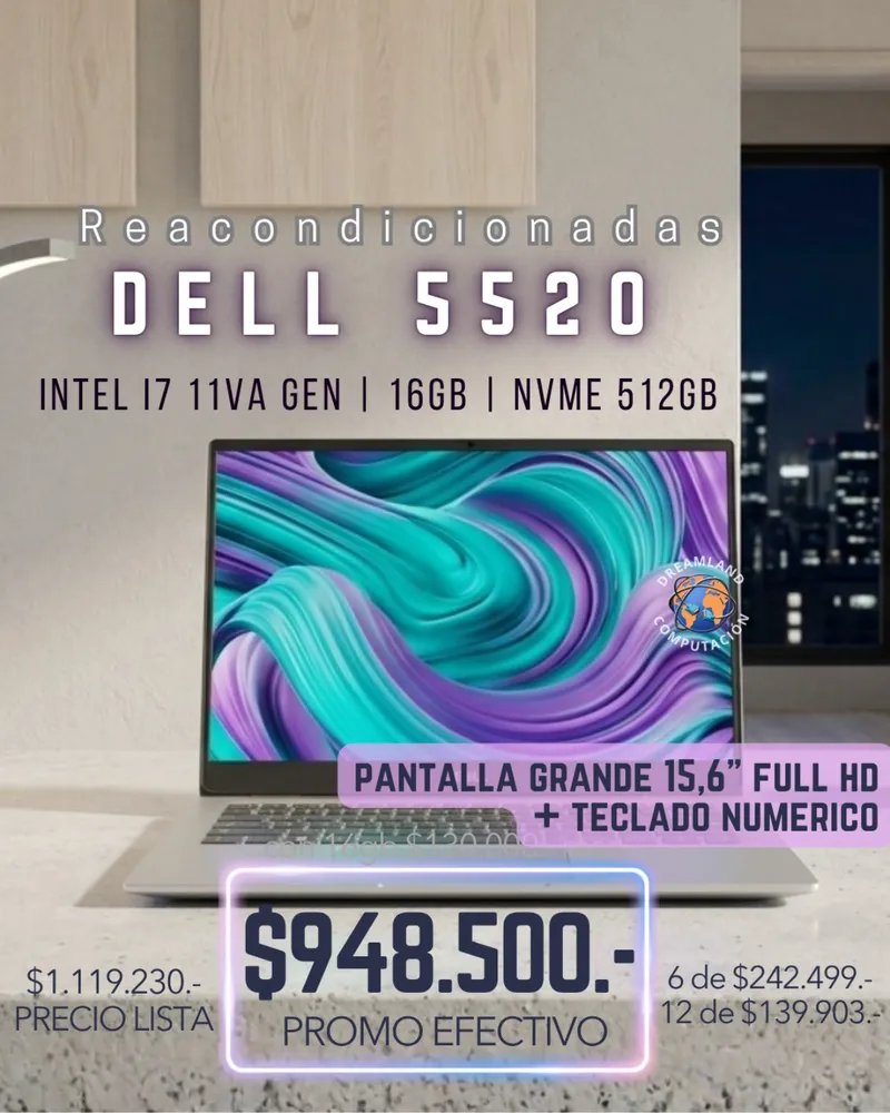 Notebook Dell 5520 Core I7 11va Gen 16gb Ram 512gb