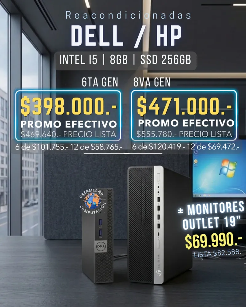 Cpu Dell O Hp Core I5 6ta U 8va Gen 8gb Ram 256gb