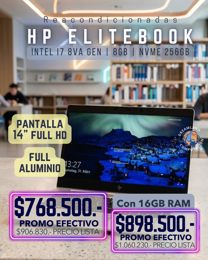 Notebook Hp Elitebook Core I7 8gb Sólido 256 14"