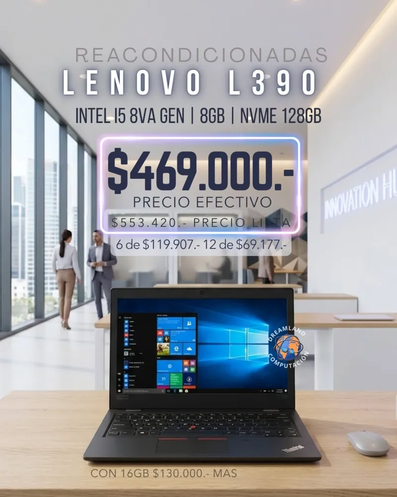 Lenovo L390 Core I5 8va Gen 8gb Ram Nvme 128 14"