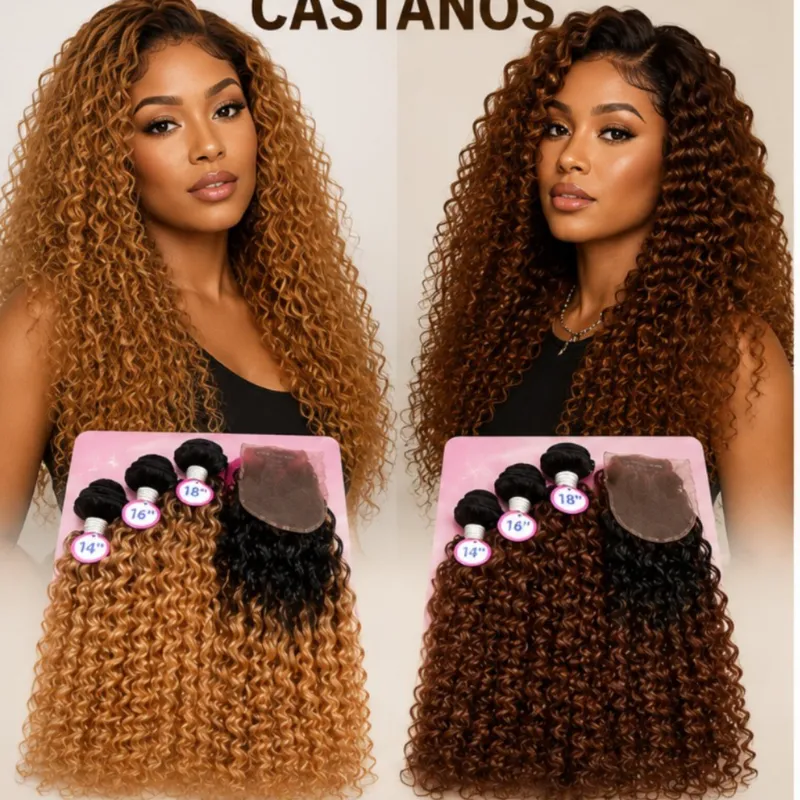 Extensiones De Rizos Todo En 1 Con Closure Hd 4x4