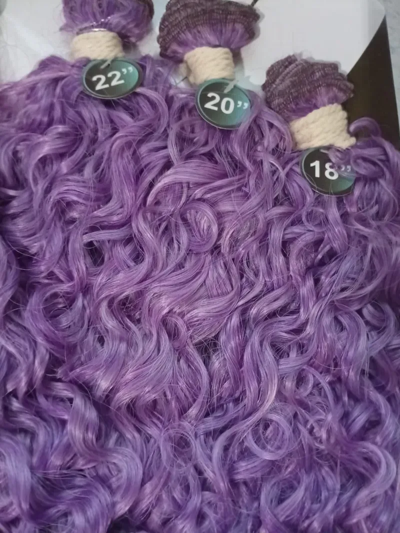 Extennsiones De Rizos Lila Para La Cabeza Completa - 2