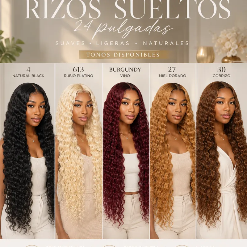 Extensiones De Rizos Sueltos Semi Natuales 24y 30"