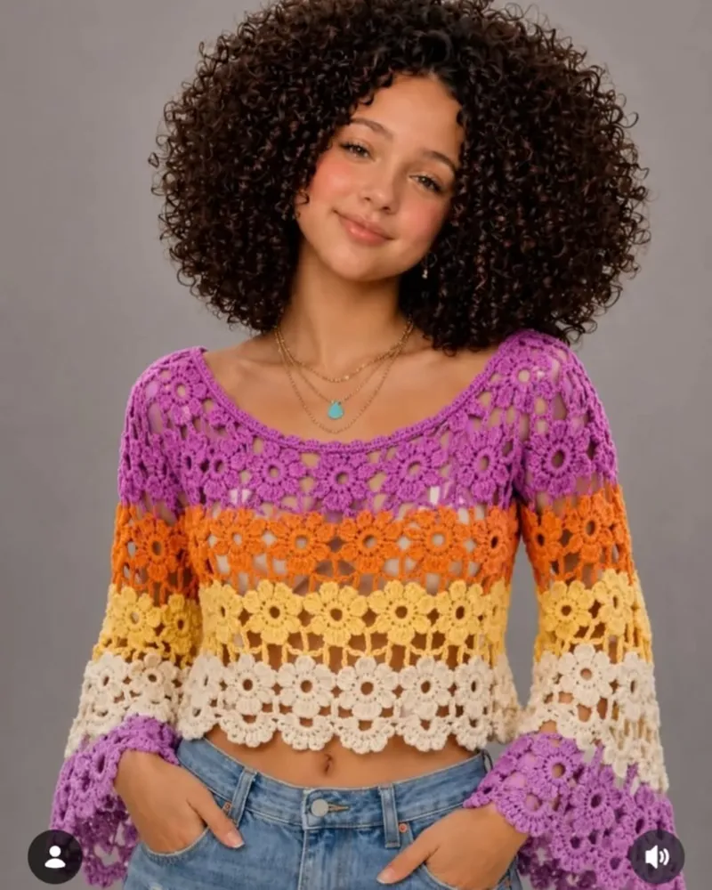 Blusa Crochet Multicolor