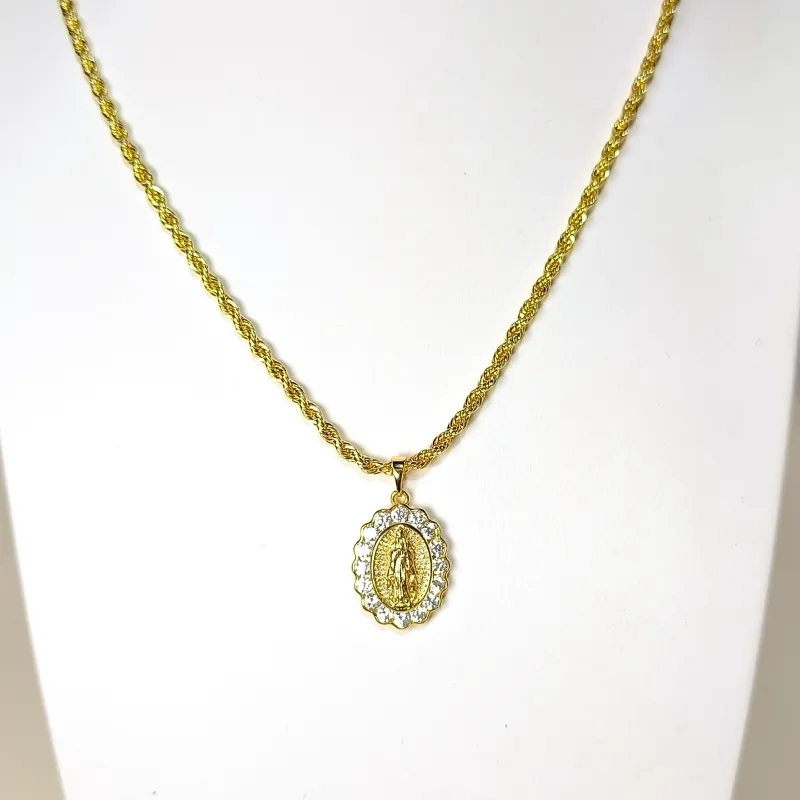 Cadena Torzal Y Dije Virgen Guadalupe