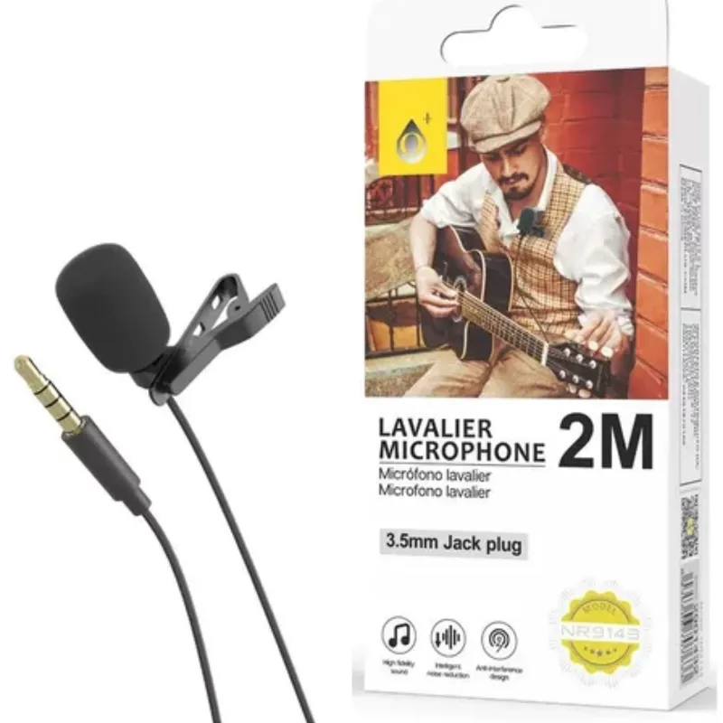 Microfono Lavalier 2 Metros Jack 3.5mm